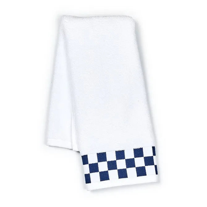 Hand Towel with Indigo Check Border