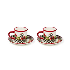 Deck the Halls Espresso Cup & Saucer, Set of 2