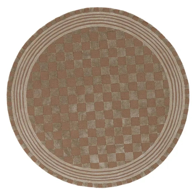 Mocha Tonal Check 6' Round Rug